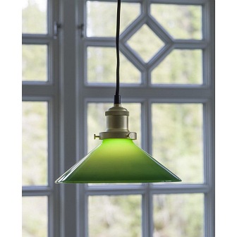 Szklana lampa wisząca stożek August zielona 25cm aranżacja